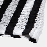 Drop Shoulder Stripe Crochet Shirt & Straight Leg Linen Pants