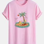 Regular Fit Skeleton On Vacation Print Cotton T-Shirt