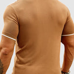 Men's Color Block Striped Casual Knit Polo Shirt