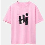 Hi Slogan Lines Print Drop Shoulder Oversize T-Shirt