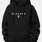 Blessed Print Drawstring Hoodie