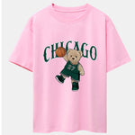 Chicago Basketball Bear Print Drop Shoulder Oversize T-Shirt