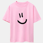 Smiley Face Print Drop Shoulder Oversize T-Shirt