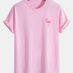 Regular Fit Flamingo Print Cotton T-Shirt