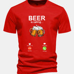 Regular Fit Beer Is Calling Print Cotton T-Shirt