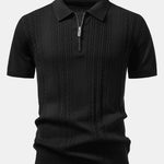 Twist Jacquard Knitted Zipper Polo Shirt
