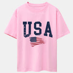 USA Flag Print Drop Shoulder Oversize T-Shirt