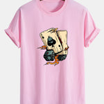 Regular Fit Dice Playing Cards Print Cotton T-Shirt