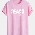 Regular Fit Beach Life Print Cotton T-Shirt