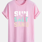Regular Fit Sun Sand Palm Tree Print Cotton T-Shirt