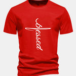 Regular Fit Blessed Print Cotton T-Shirt