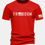 Regular Fit American Flag Freedom Print Cotton T-Shirt