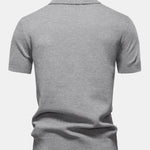 Pineapple Texture Knit V Neck Polo Shirt