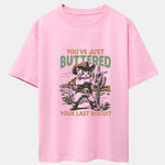 Cowboy Cat Print Drop Shoulder Oversize T-Shirt