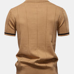 Contrast Trim Zipper Knit Polo Shirt