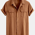 Linen Cuban Shirt With Pockets & Linen Drawstring Shorts