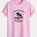 Regular Fit California Palm Tree Print Cotton T-Shirt