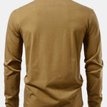 Solid Long Sleeve Cotton Polo Shirt