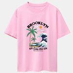 Beach Waves Print Drop Shoulder Oversize T-Shirt