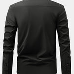 Non-Iron Hidden Placket Stand Collar Dress Shirt