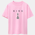 King Chess Print Drop Shoulder Oversize T-Shirt