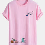 Regular Fit Dinosaurs Avoid Meteorites Print Cotton T-Shirt