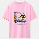 Sunglasses Goose Print Drop Shoulder Oversize T-Shirt