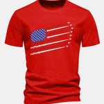 Regular Fit Fighter Jets American Flag Print Cotton T-Shirt