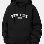 New York Print Drawstring Hoodie