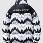 Men's ink painting stitched stand collar padded puffer jacket