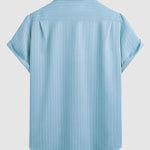 Men's Striped Single Pocket Casual Short Sleeve Shirt