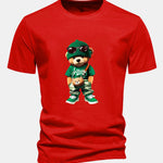 Regular Fit Trendy Bear Print Cotton T-Shirt