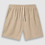 Men's Solid Color Waffle Drawstring Elastic Waist Casual Shorts