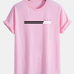 Regular Fit Paris Stripe Print Cotton T-Shirt