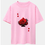 Rose K Print Drop Shoulder Oversize T-Shirt