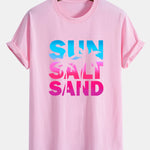 Regular Fit Colorful Sun Salt Sand Print Cotton T-Shirt