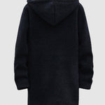 Men's Fleece-lined thickened knitted zipper Long  hooded jacket