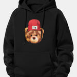 Los Angeles Bear Print Drawstring Hoodie