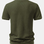 Waffle Textured Ribbed Hem Henley Shirt