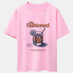 Vintage Whiskey Print Drop Shoulder Oversize T-Shirt