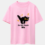 Electric Black Cat Print Drop Shoulder Oversize T-Shirt