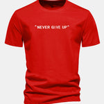 Regular Fit Never Give Up Print Cotton T-Shirt