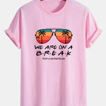 Regular Fit Sunglasses Palm Tree Print Cotton T-Shirt