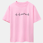 Heartbeat Mountain Print Drop Shoulder Oversize T-Shirt