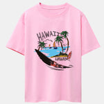 Hawaii Beach Print Drop Shoulder Oversize T-Shirt