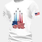 Regular Fit Fighter Jets With USA Flag Print Cotton T-Shirt