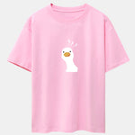 Doubtful Goose Print Drop Shoulder Oversize T-Shirt