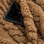 Geometric Jacquard Teddy Half-Zip Hoodie
