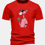 Regular Fit Pink Panther Print Cotton T-Shirt