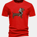 Regular Fit Headscarf Dachshund Print Cotton T-Shirt